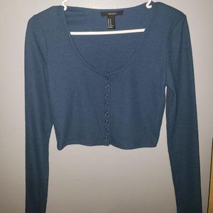 Turquoise Bottom down long sleeve crop top